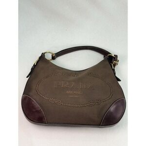 Prada Logo Jacquard Milano Rope Logo Hobo Bag